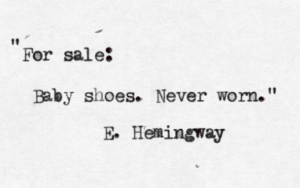 Ernest Hemingway baby shoes ad