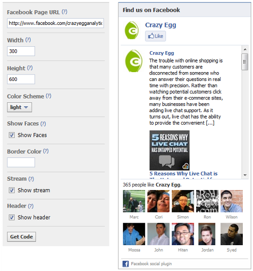 facebook like box code
