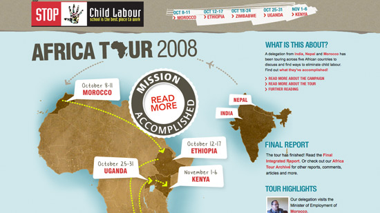 Africa Tour 2008 Website Home Page