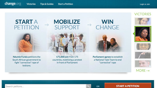 Change.org Marketing and Website