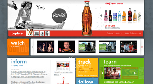Coca Cola homepage