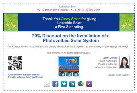 a sample 5 Star Review coupon