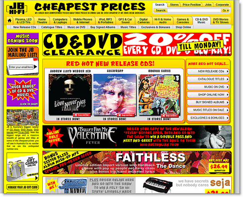 Cluttered web page