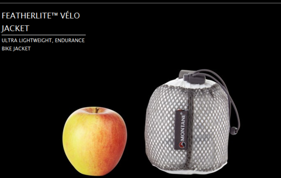 Montane showing their jacket packed ina small bag for bikers Montane showing their jacket packed ina small bag for bikers