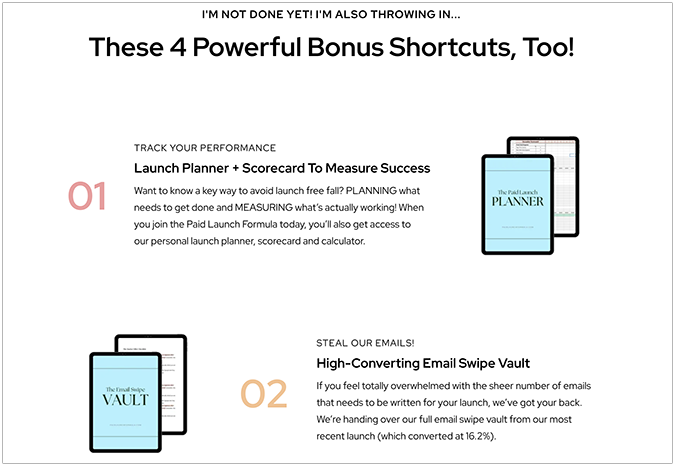 Two free items included in a signup for a workshop.