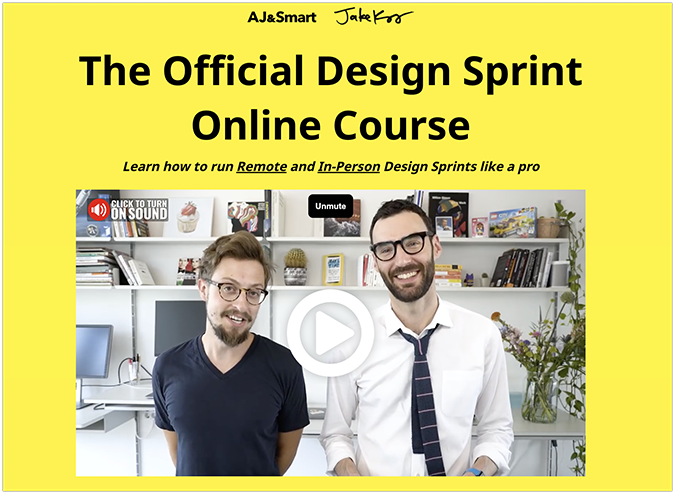 AJ & Smart’s Design Sprint Masterclass landing page