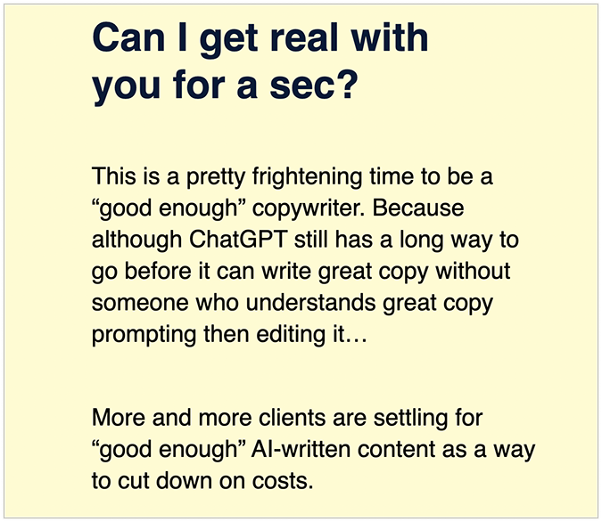 Copyhackers’ Copy School landing page with the title