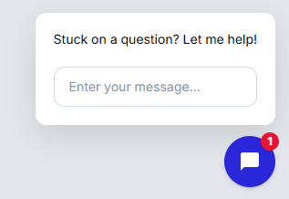 Proactive chat popup inviting visitors to ask a question