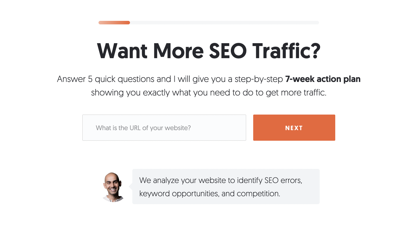 Neil Patel SEO analyzer signup