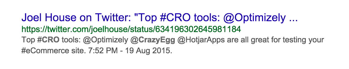 tweets in search engines like google
