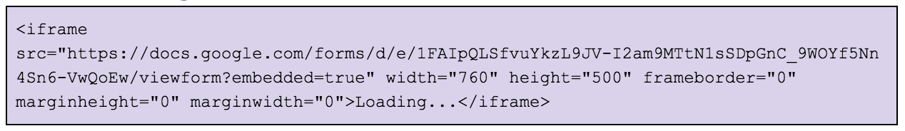 Google Forms embed code