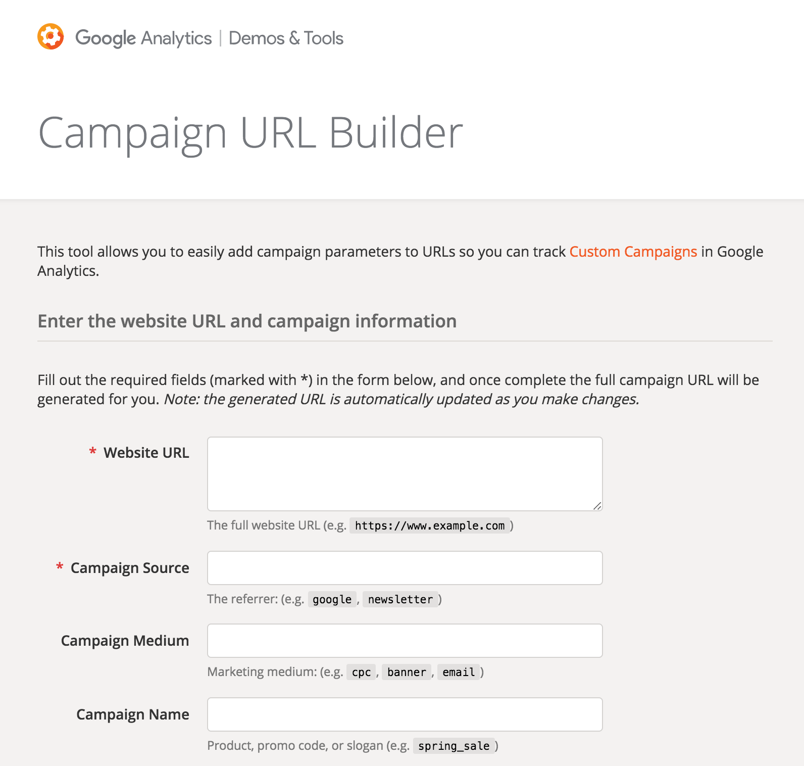 Url tracking. Google campaign. Campaign code. Google newsletter.