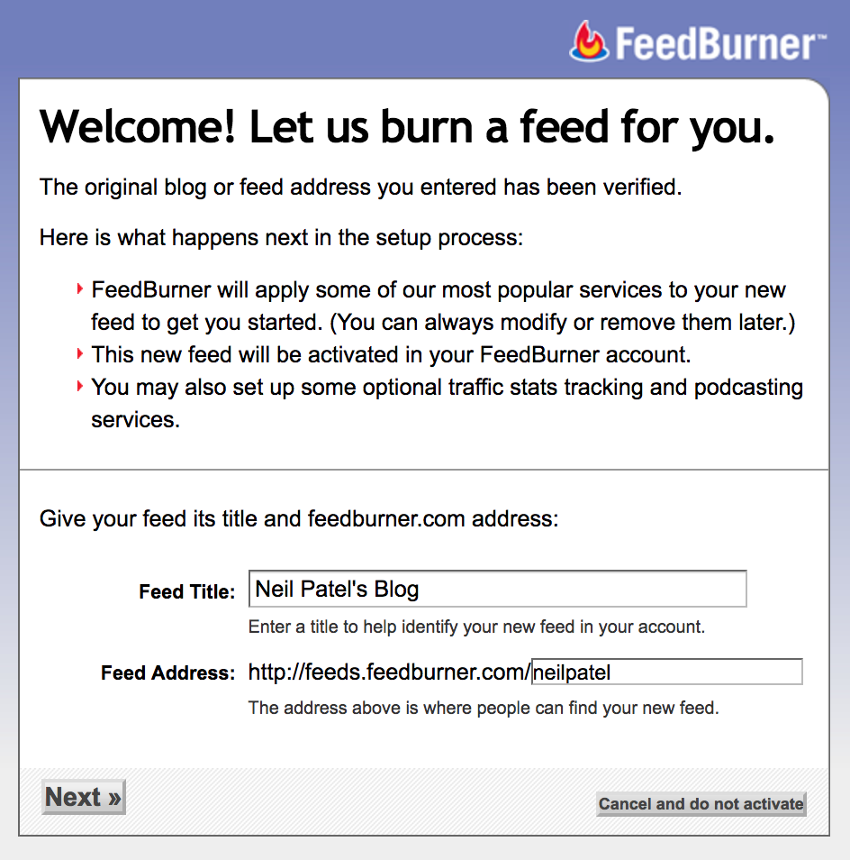 google index feedburner neil