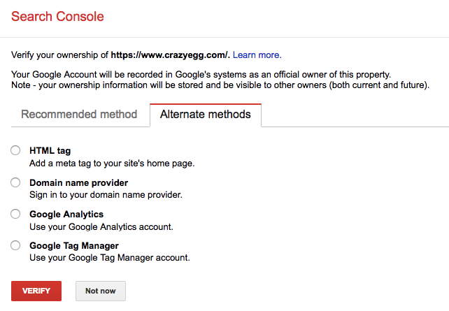 google index tools search console alternate methods