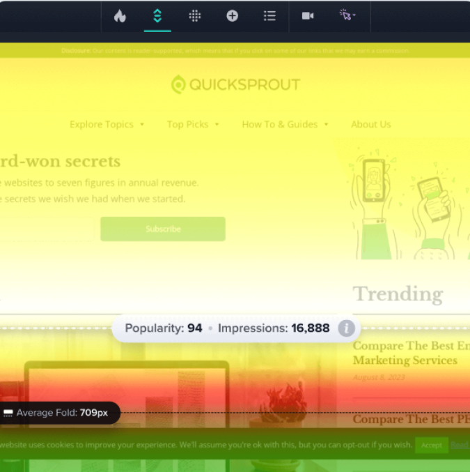 Scroll map shown over the QuickSprout website. 