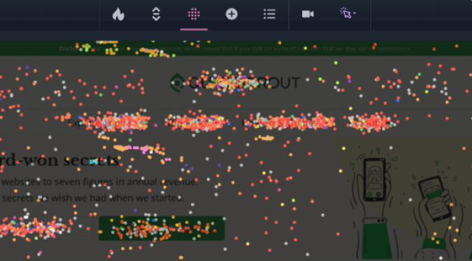 Click map shown over the QuickSprout website. 