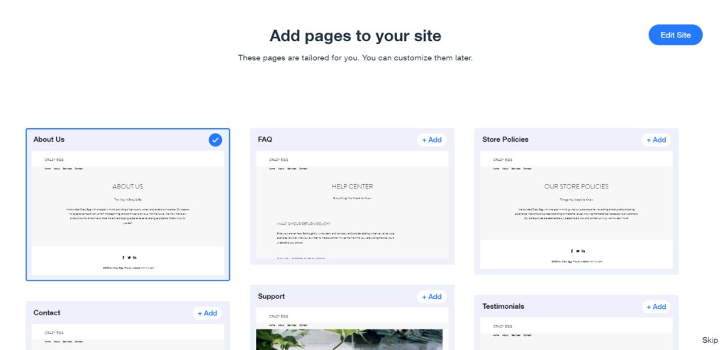 Add pages to your E-commerce site