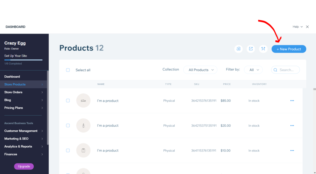 Adding your own products in Wix