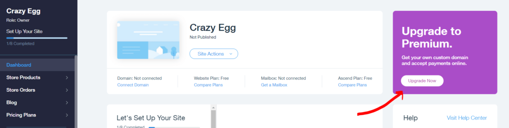 How to upgrade to a premium plan in Wix