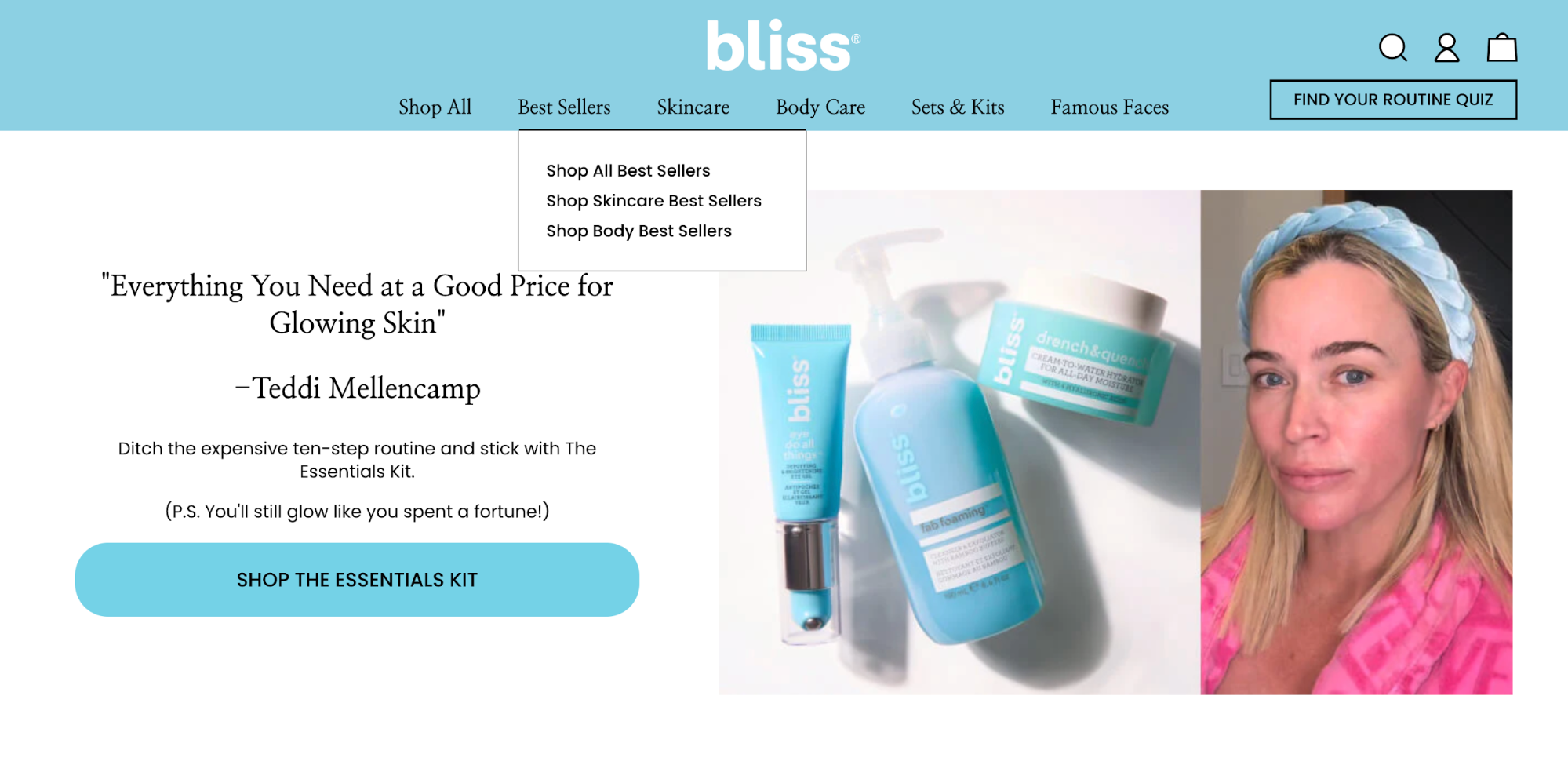 Bliss website homepage. 