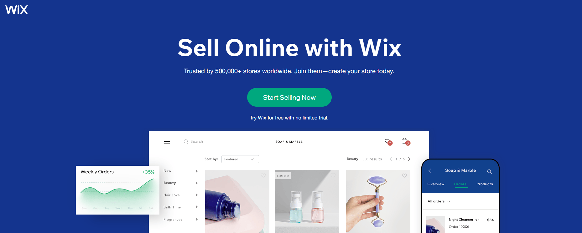 Start selling online now with Wix!