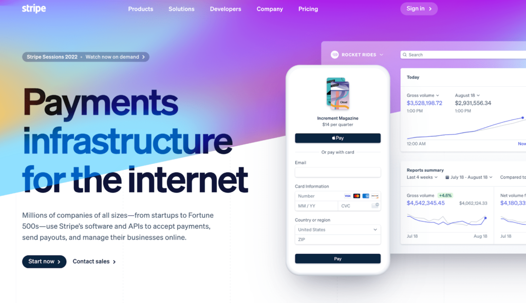 Stripe home page
