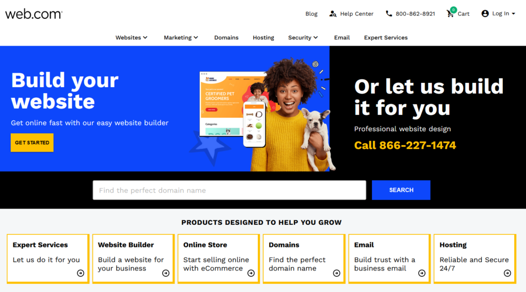 Web.com main homepage