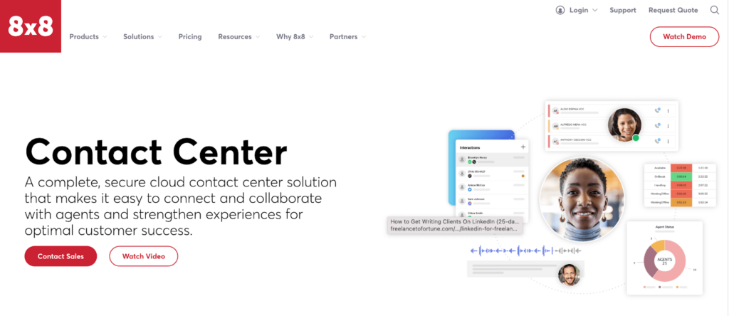 8x8 contact center product page