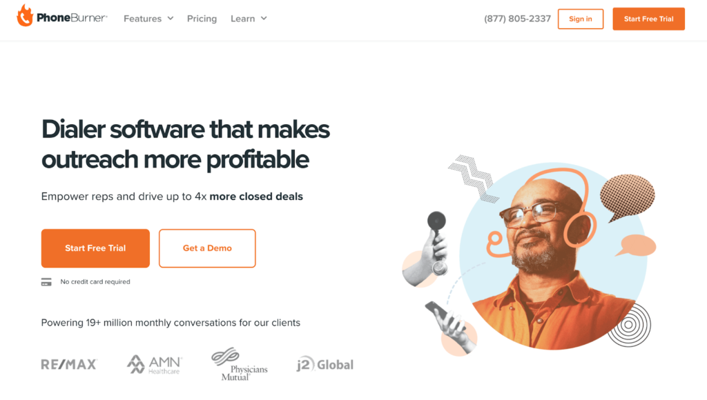 PhoneBurner home page