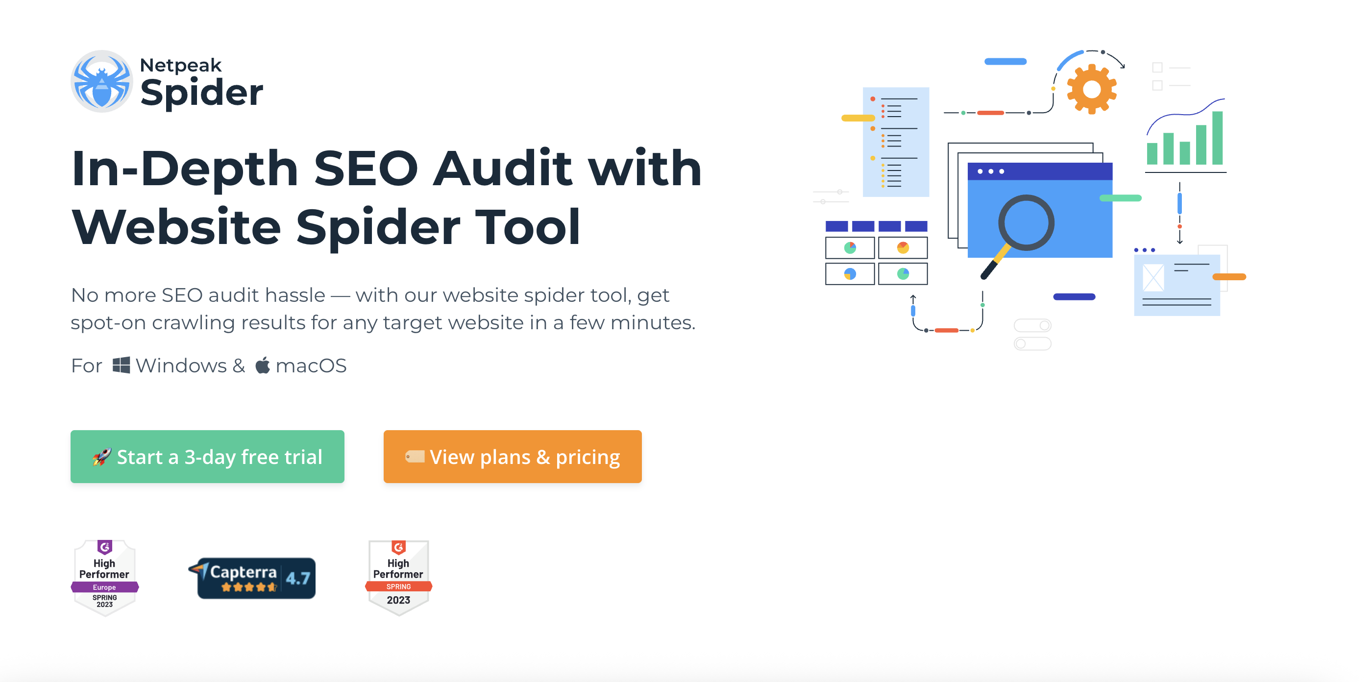 Netpeak Spider landing page