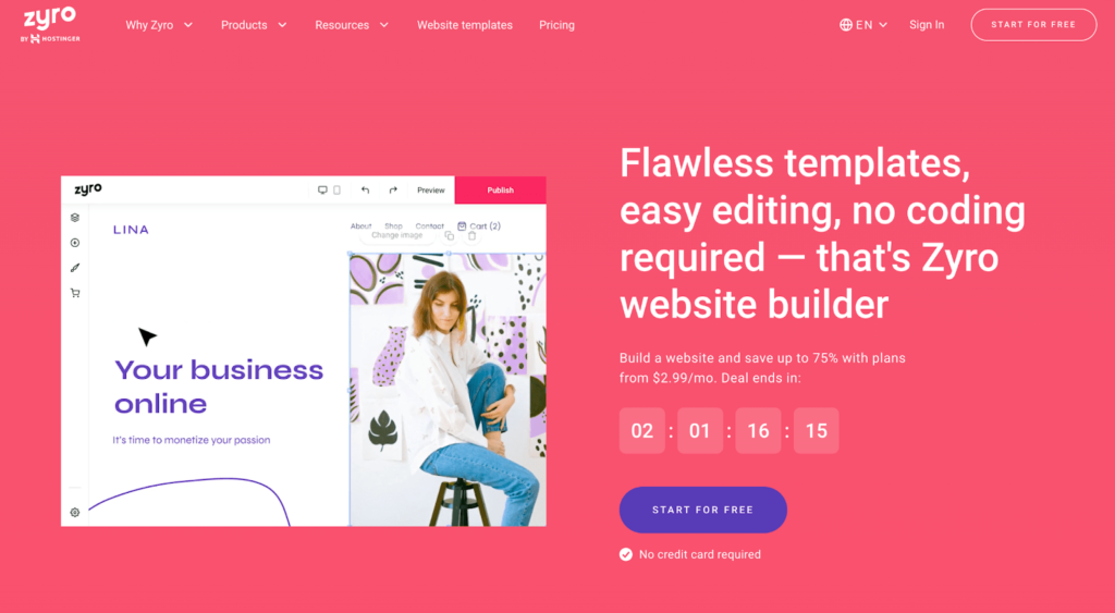 Zyro home page