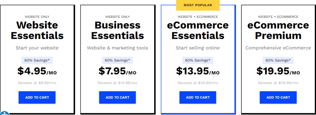 Web.com pricing plans