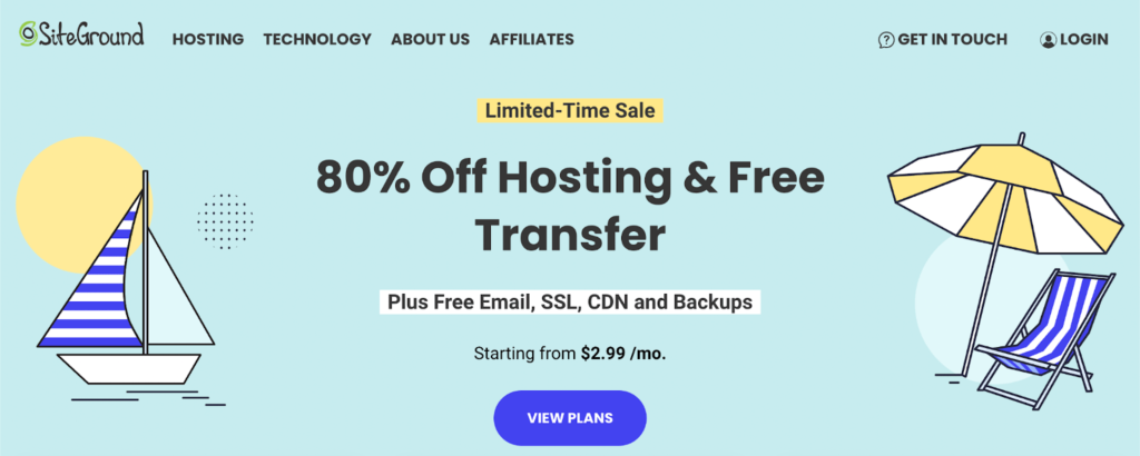 SiteGround home page