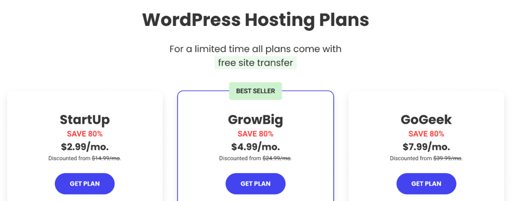 SiteGround pricing plans