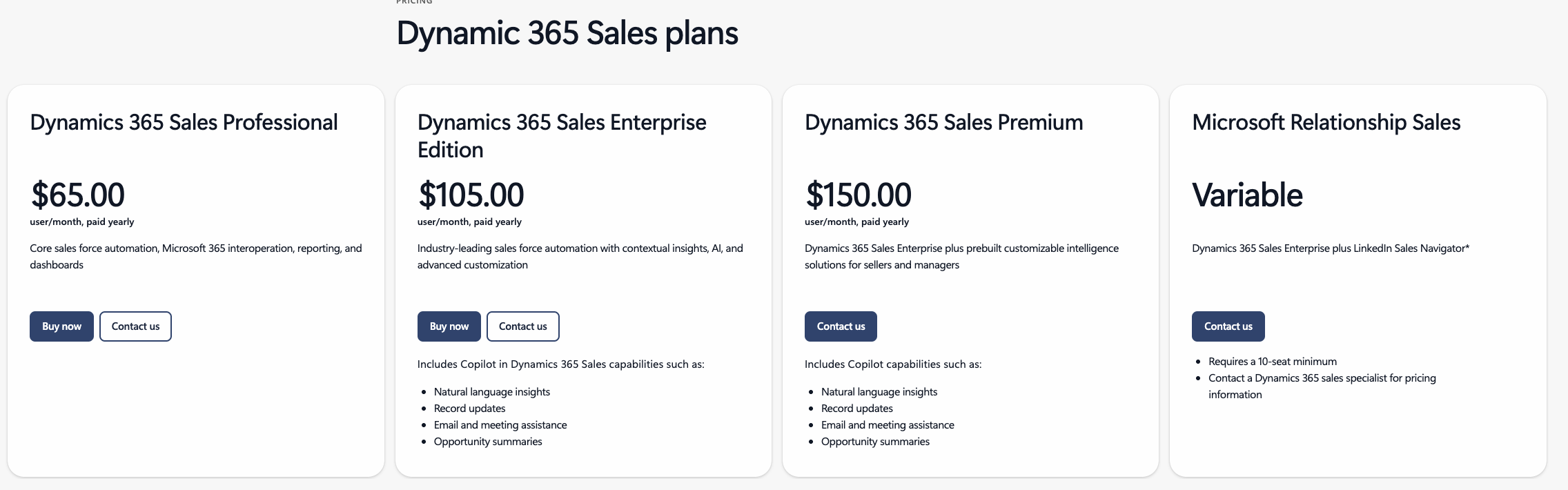 Dynamic sales plans pricing