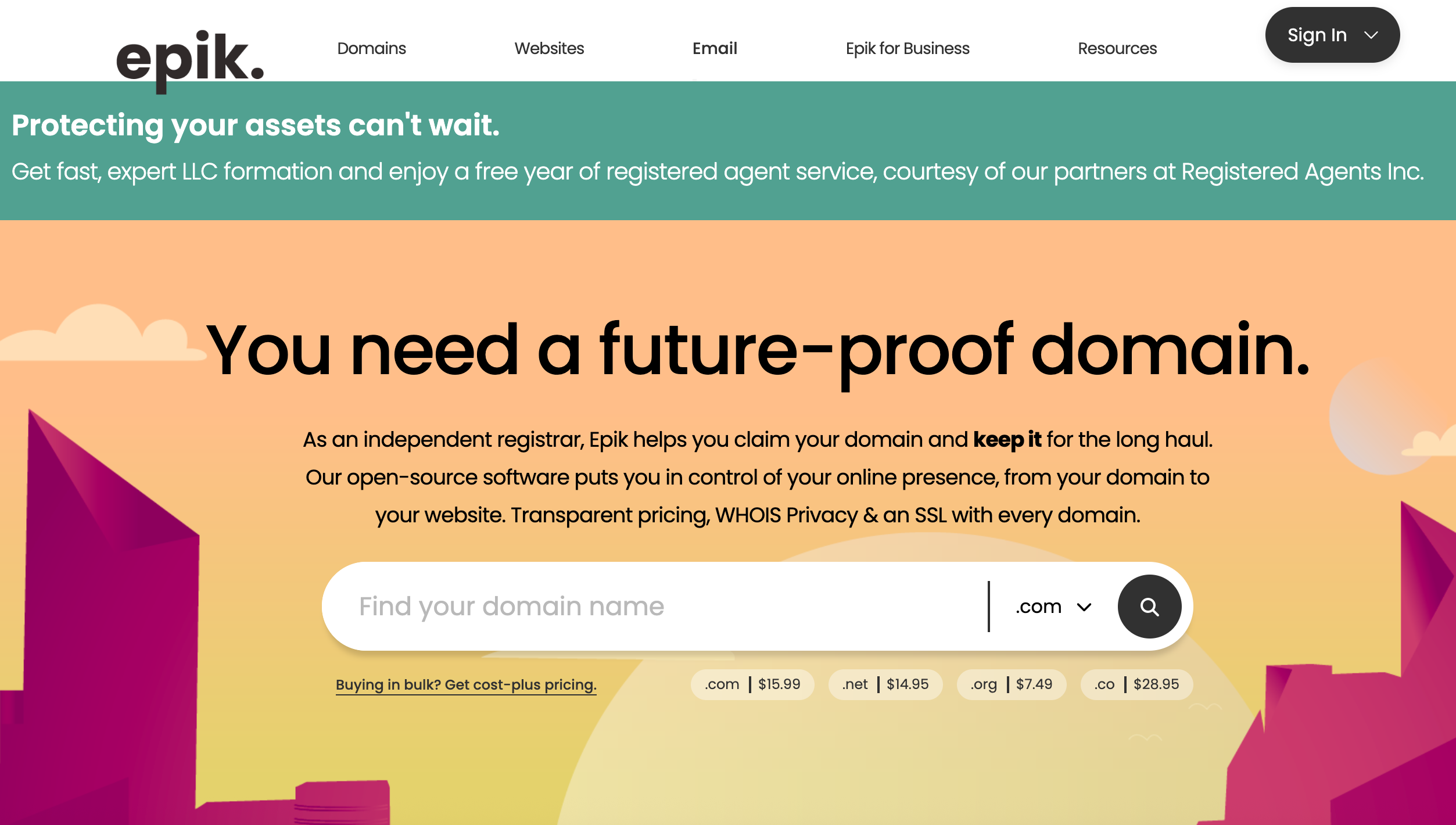 Epik homepage