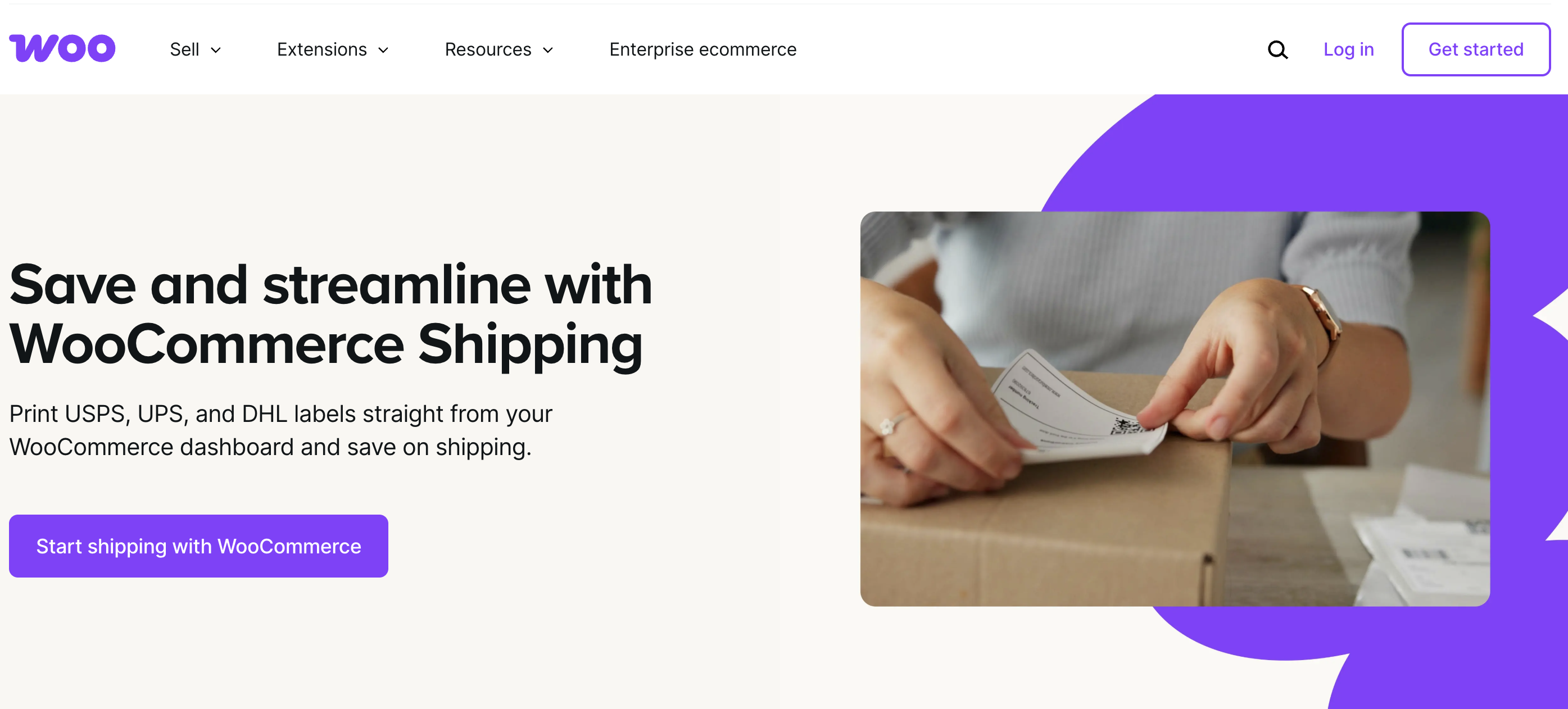 Screenshot of WooCommerce shipping page