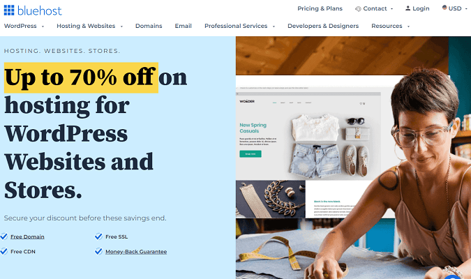 Bluehost home page