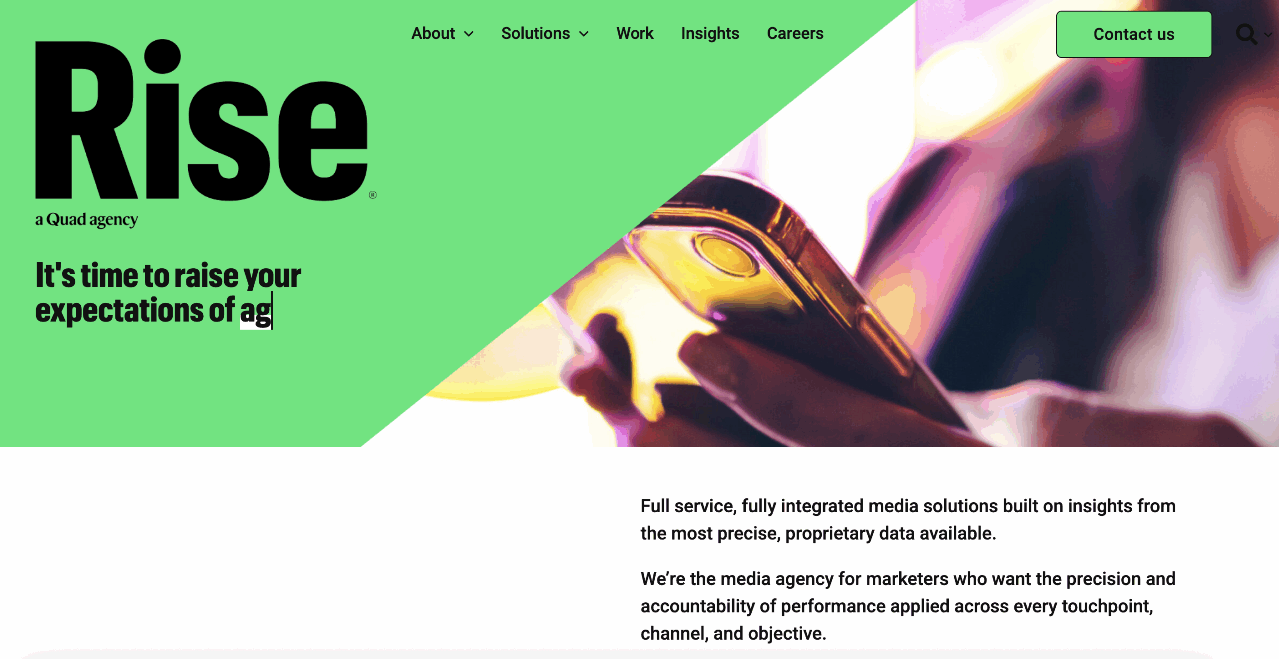 Rise homepage