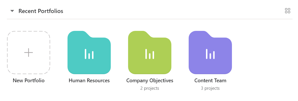 Examples of Asana portfolio folders