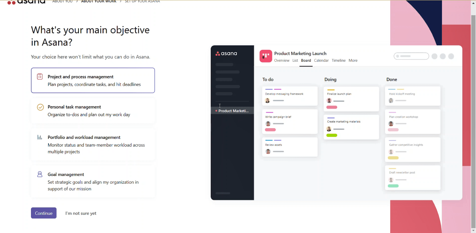 Setting objective during initial Asana setup