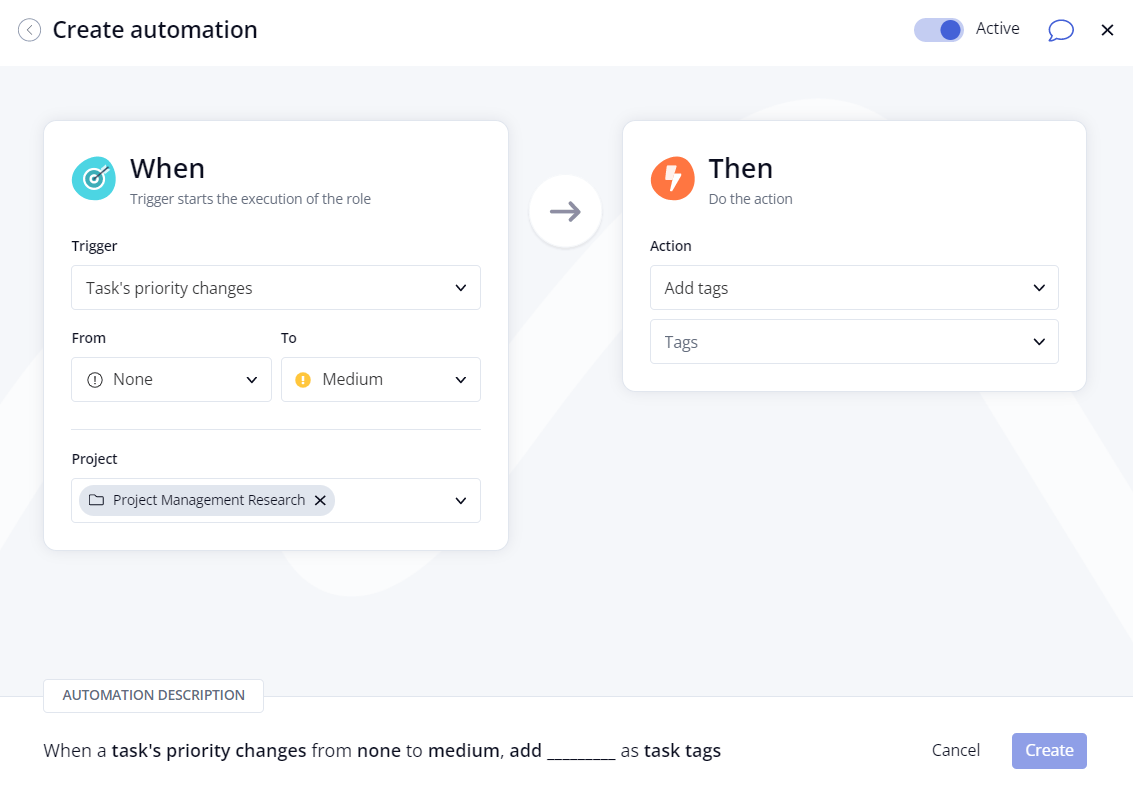 Creating a new automation in Teamwork's automation builder