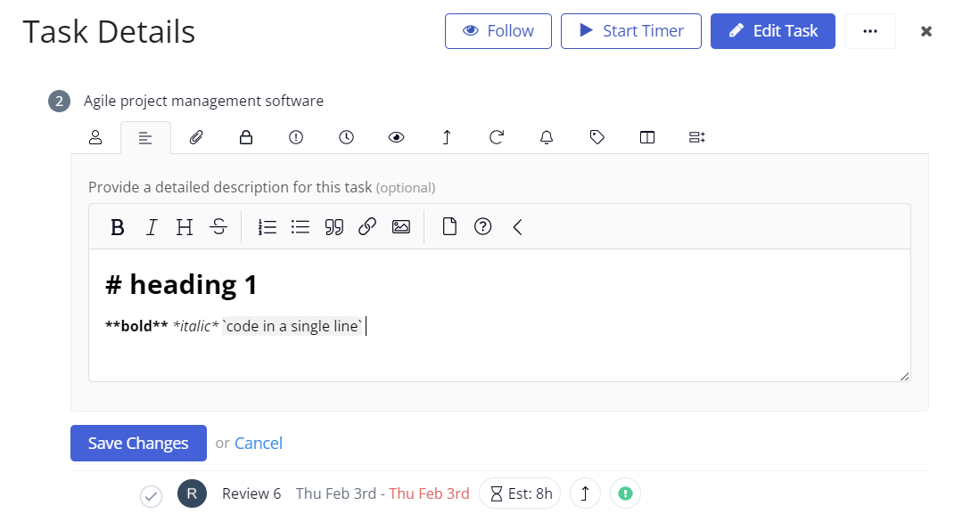 Using markdown language in Teamwork's document editor