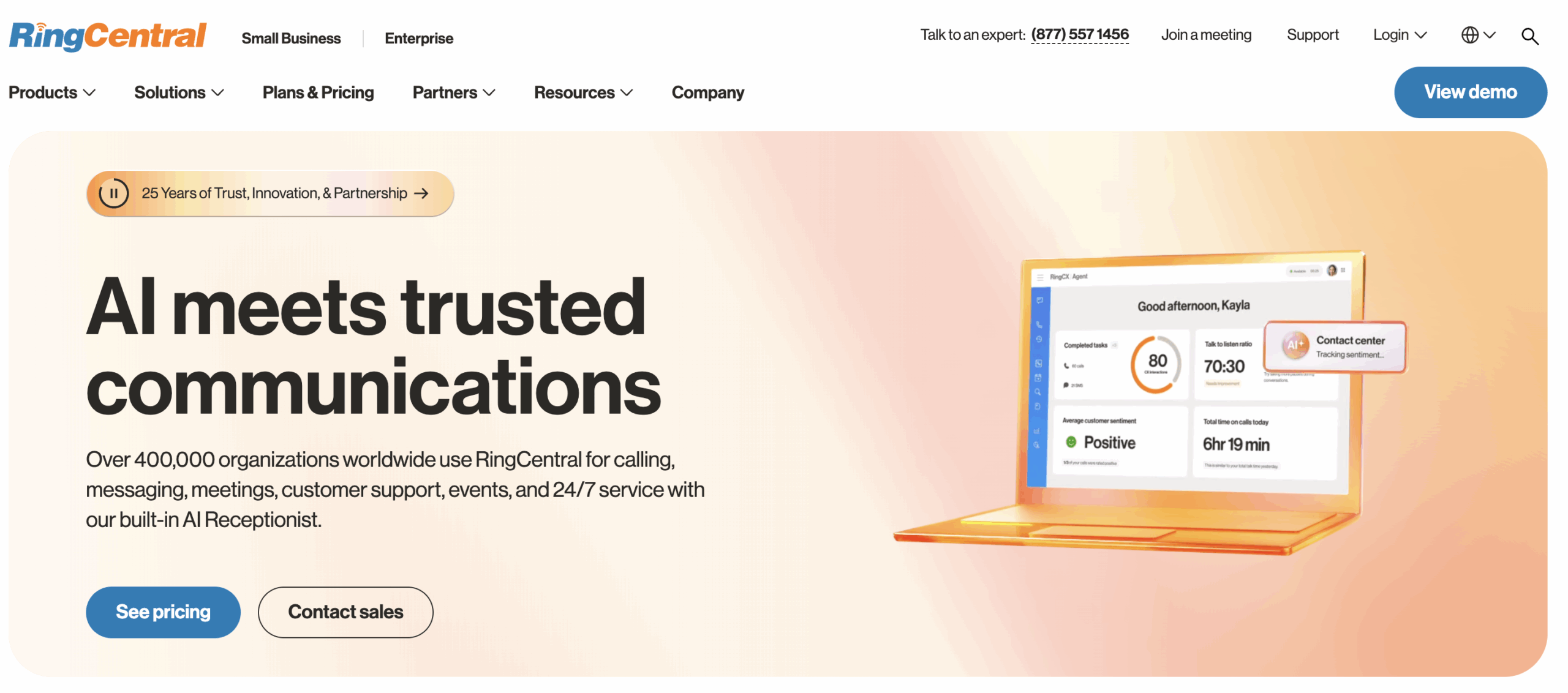 RingCentral homepage