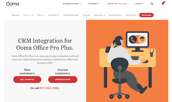 Ooma CRM integration landing page