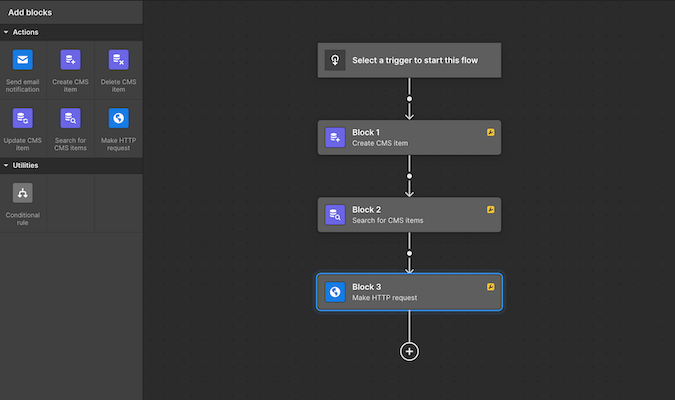 Automation workflow setup page.