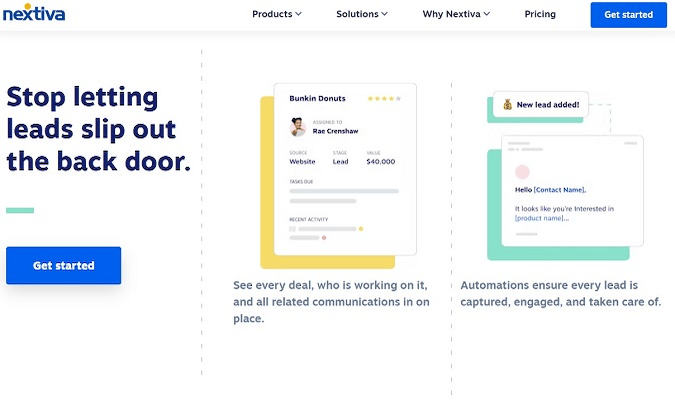 Landing page for Nextiva getting started with CRM page. 