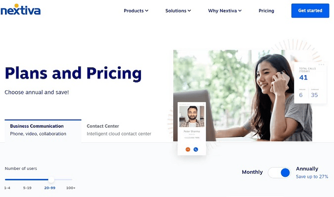 Plans and pricing landing page. 