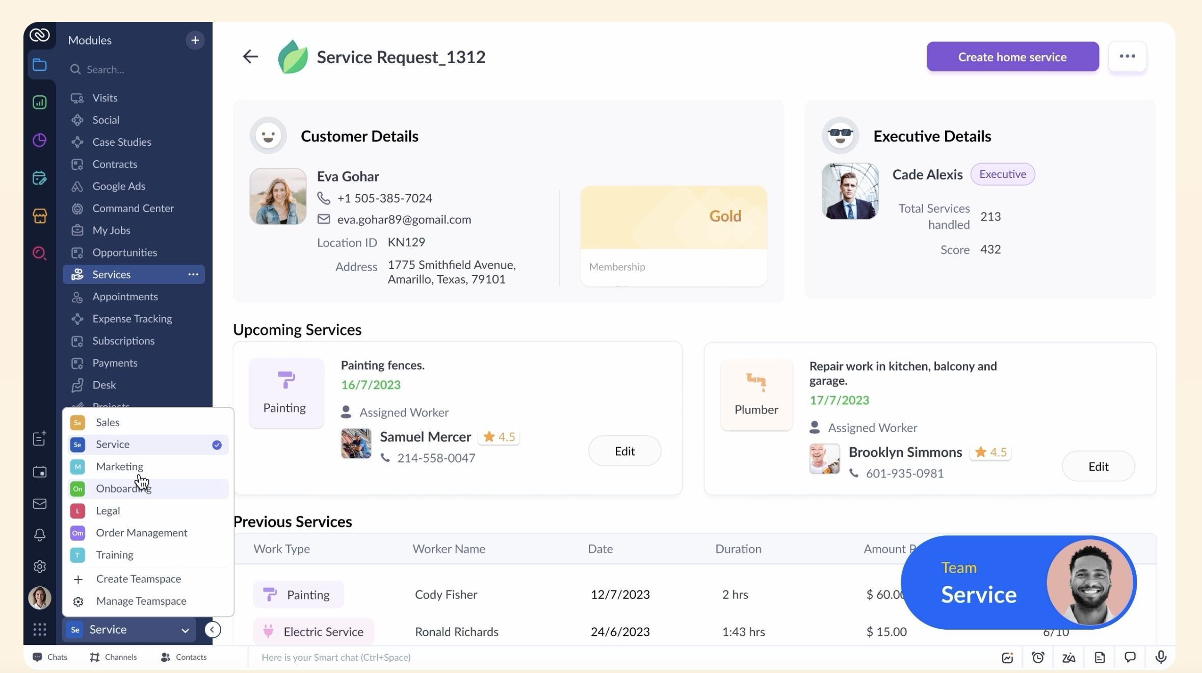 Image of Zoho CRM interface