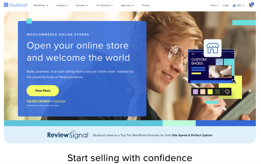 Bluehost's WooCommerce hosting landing page